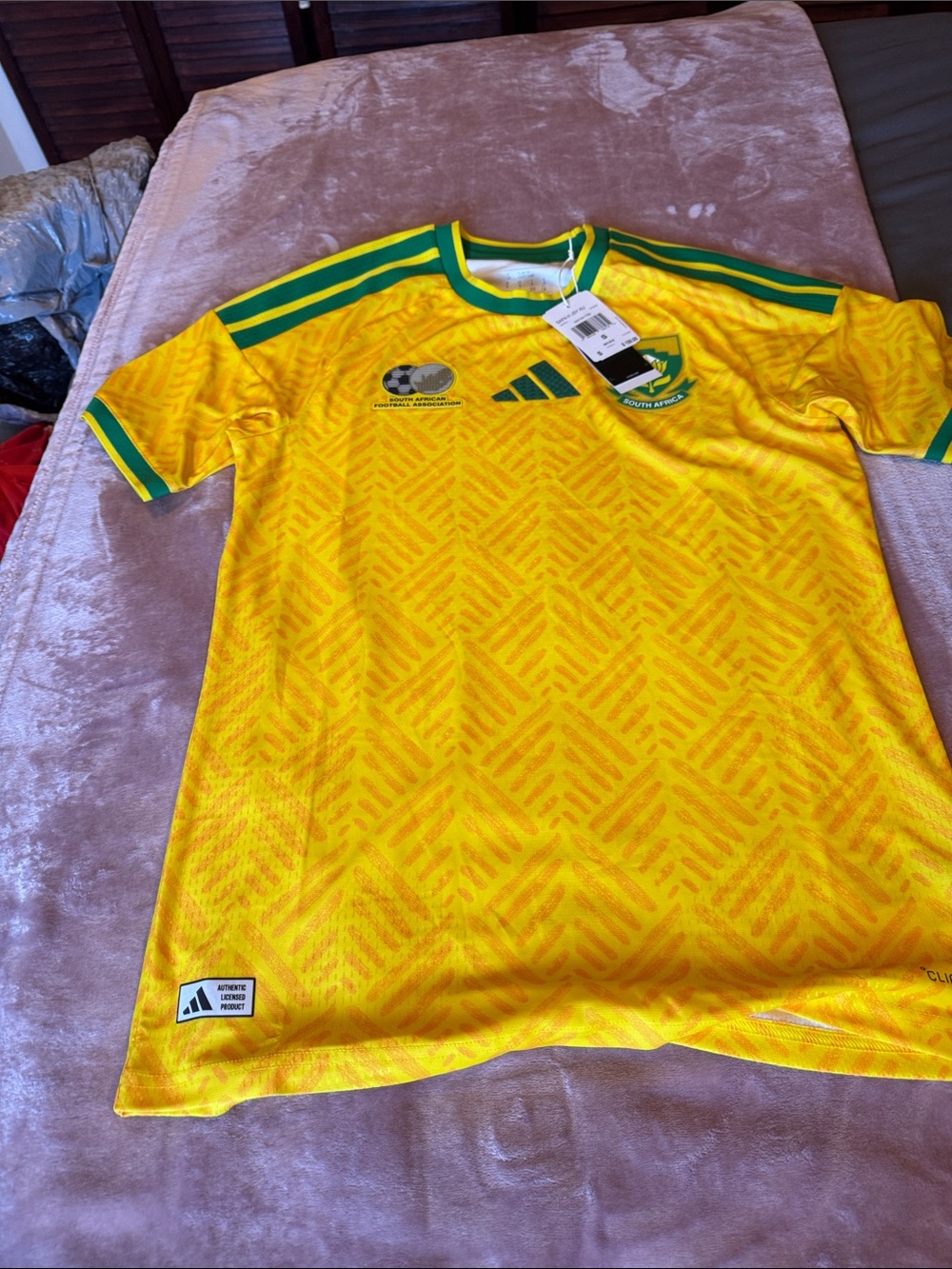 adidas Yellow Soccer Jersey with Green Accents